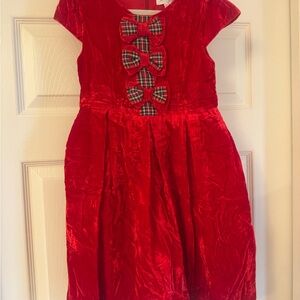 Rachel Riley Red Velvet Dress with bows